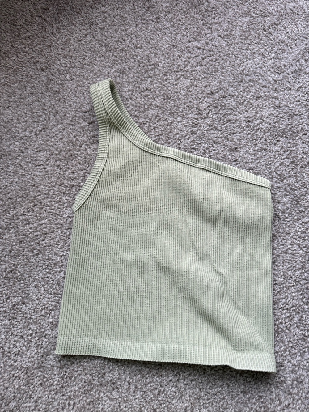 Nikibiki One-Shoulder Ribbed Crop Top - Sage Green